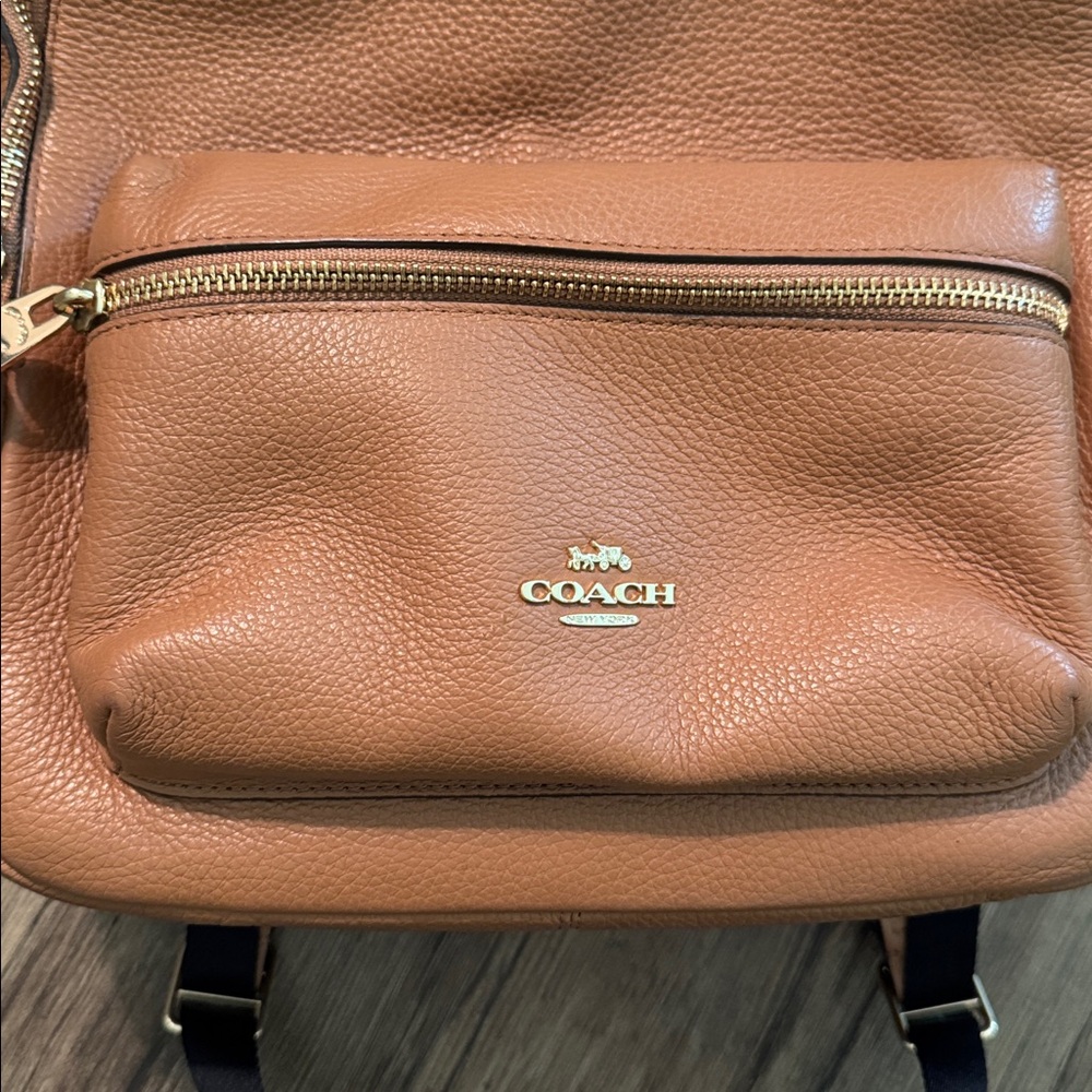 Coach Pebbled Leather Backpack in Tan with Gold Hardware - Picture 2 of 7